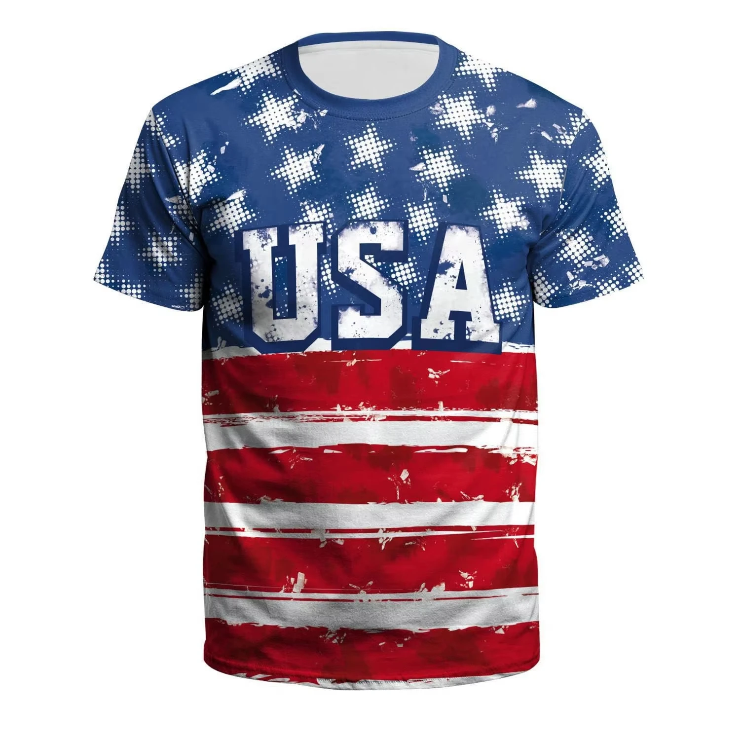 

American Flag Street Style Men 3d Print T Shirt Tee Street American Independence Day T Shirt Round Neck Short Sleeve Tee For Men