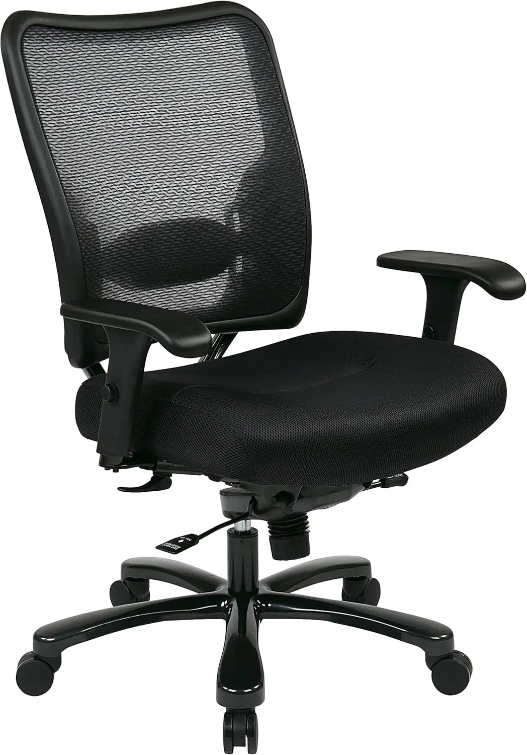 75 Series Air Grid Big and Tall Deluxe Ergonomic Office Chair with Thick Padded Seat and 400 lb. Limit, Black, Mid-Back