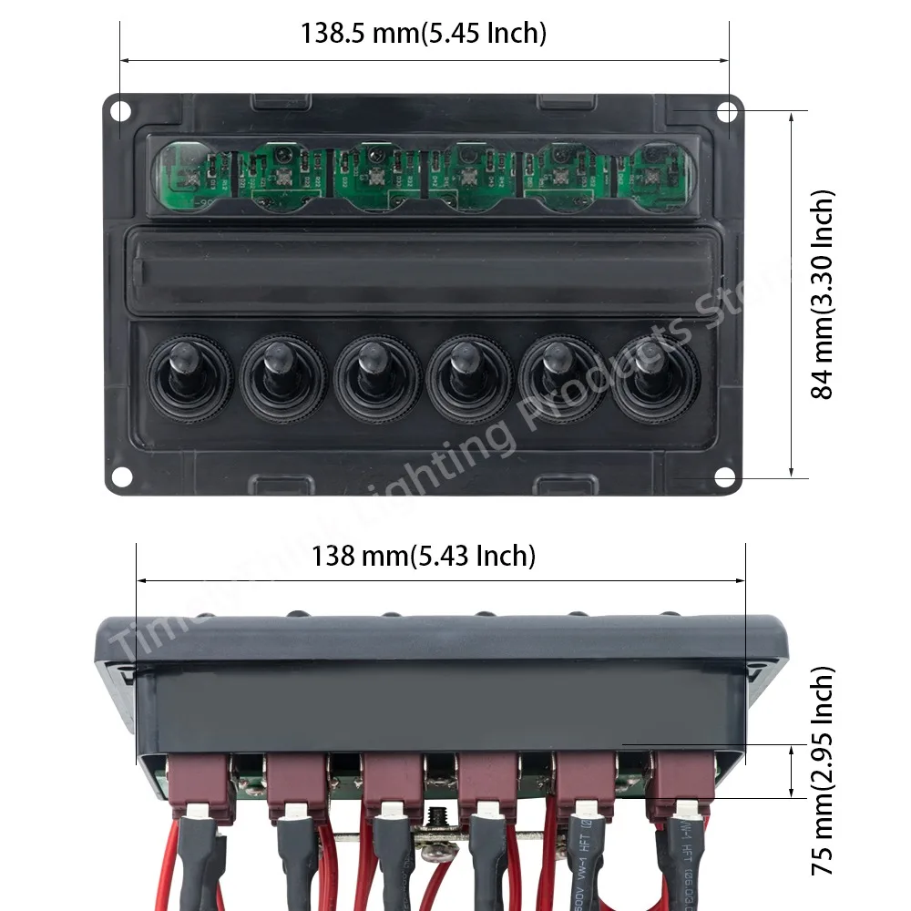 แผงสวิตช์ 6 แก๊ง รถ เรือ Marine RV รถบรรทุก 12V 24V