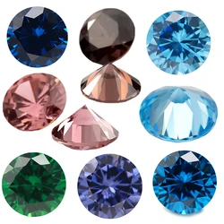Size 3.25~10mm 5A Round CZ Stones Green SeaBlue Tanzanite Coffee Rhodolite Color Loose Cubic Zirconia Synthetic Gems for Jewelry