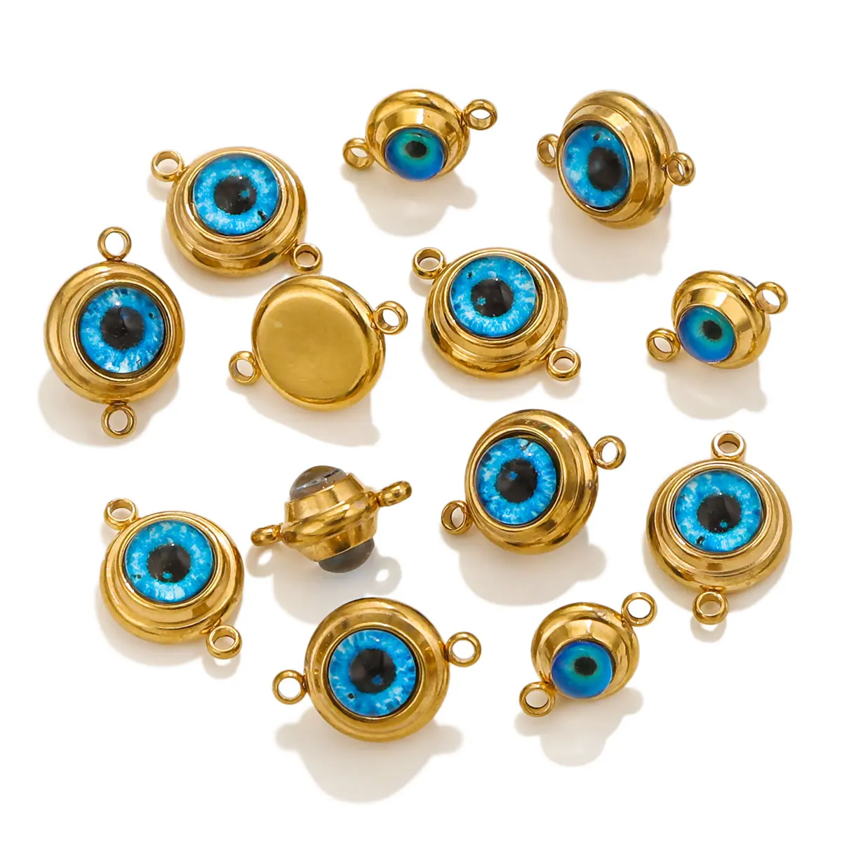 

5 PCS Stainless Steel Lucky Double Sided Devil's Eye Pendant Unique Charm DIY Handmade Eye Connector Jewelry Decorative Gift