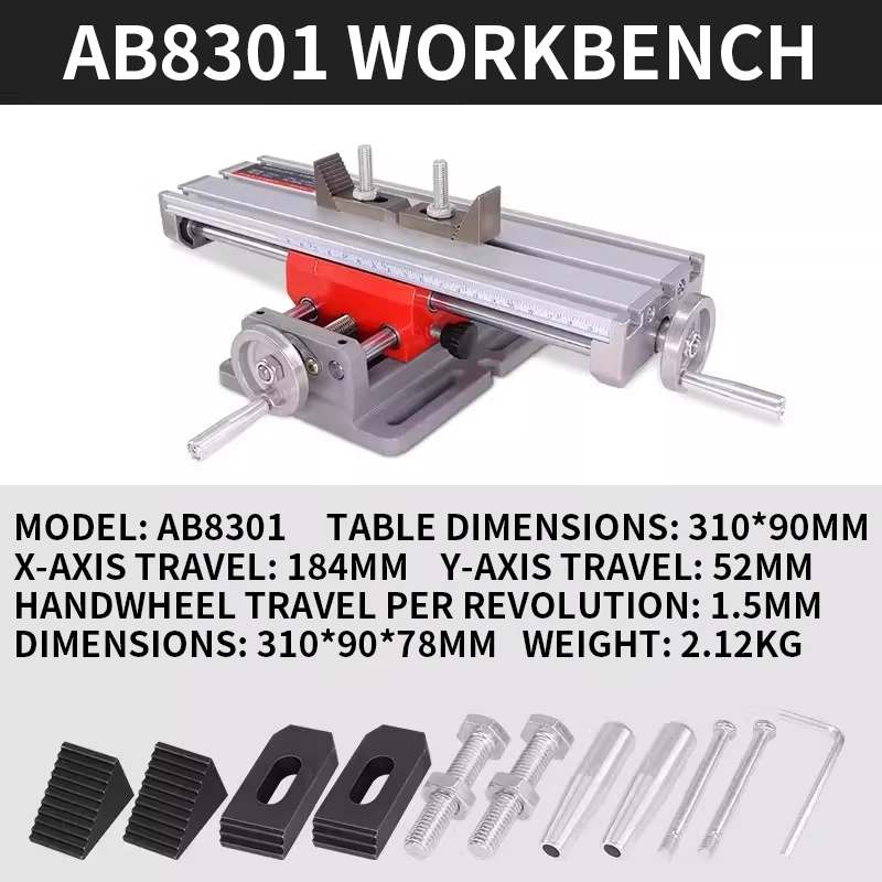 New Cross-Type Workbench Compact Multi-Function Bench Drill Press Small Cross Slide Drill Press Stand Precision XY-Axis Moving W