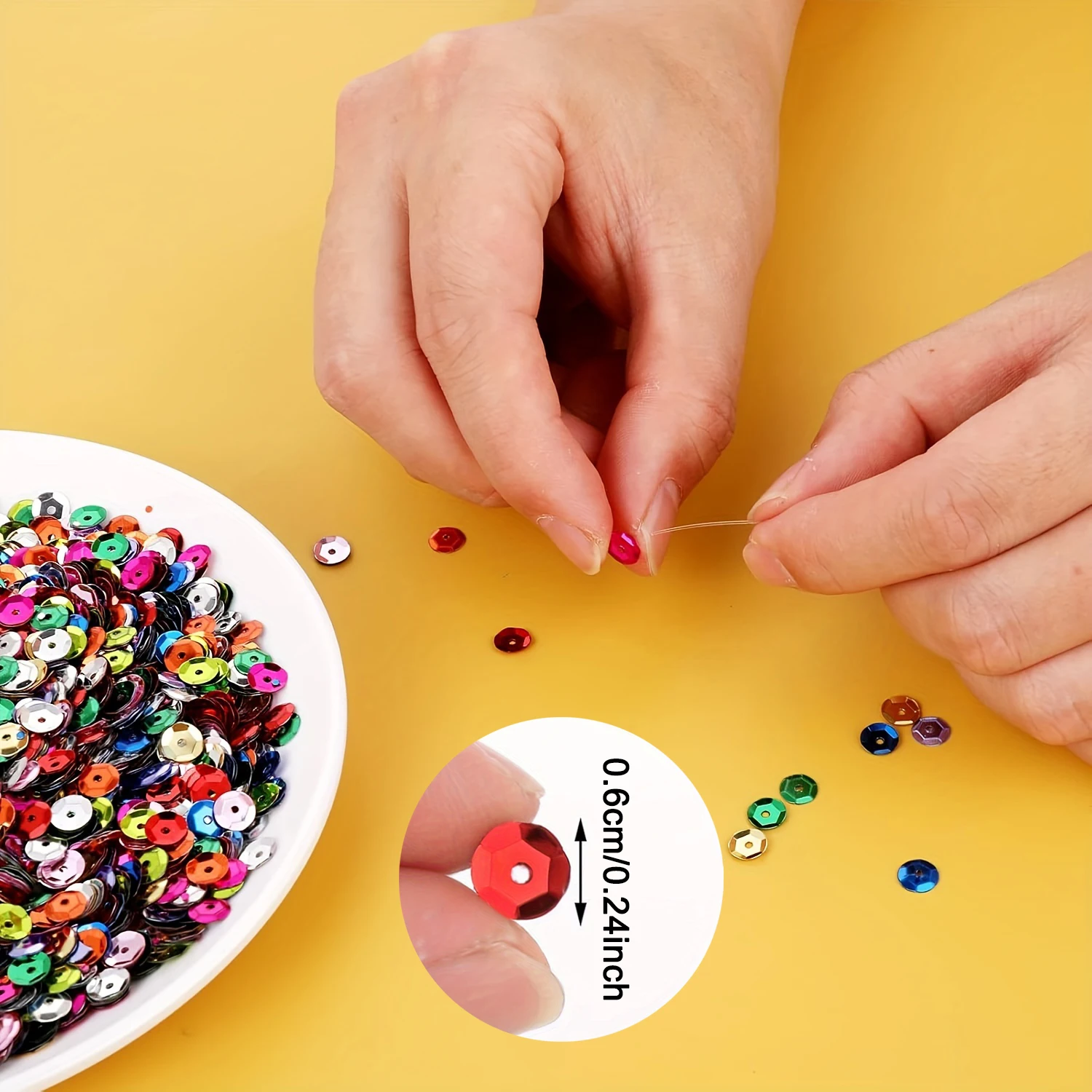 6MM Loose Sequins 4000Pcs Rainbow Round Cup Sequins Embroidery Spangles for Sewing Bags Christmas Nails Decorations DIY Craft