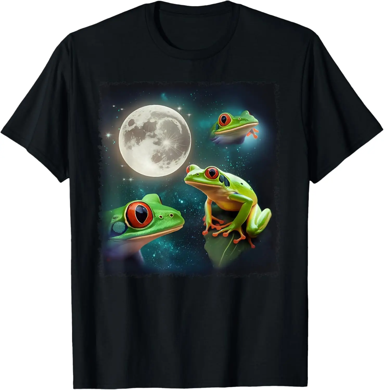 Three Frog Moon Cursed Parody Meme Amphibian Toad Lover T-Shirt For Men Clothing Women Tees Y2K Tops Unisex Summer Short Sleeve