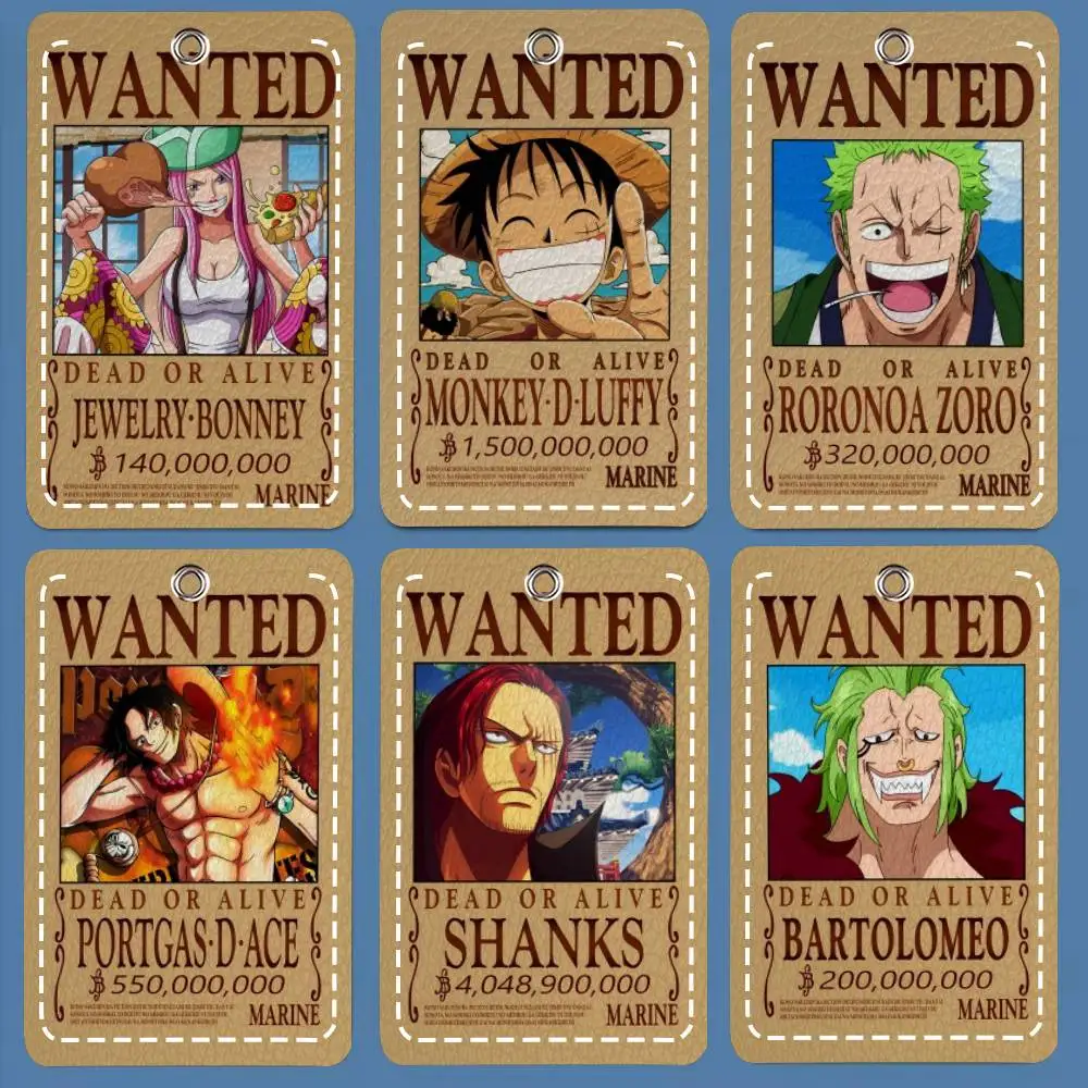 

Кожаный прямоугольный брелок-держатель для карт в стиле аниме ретро (One Piece) для кредитных и проездных карт