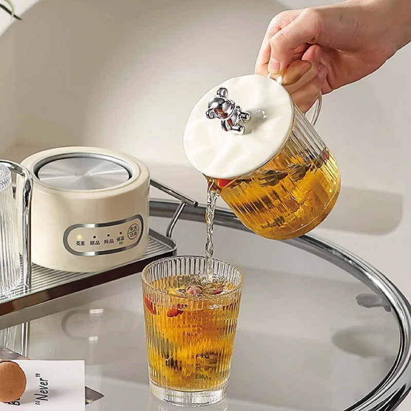 600ml Multifunctional Health Cup Home Tea Maker Office Flower Teapot Glass Electric Stew Cup Mini Electric Kettle Auto Keep Warm