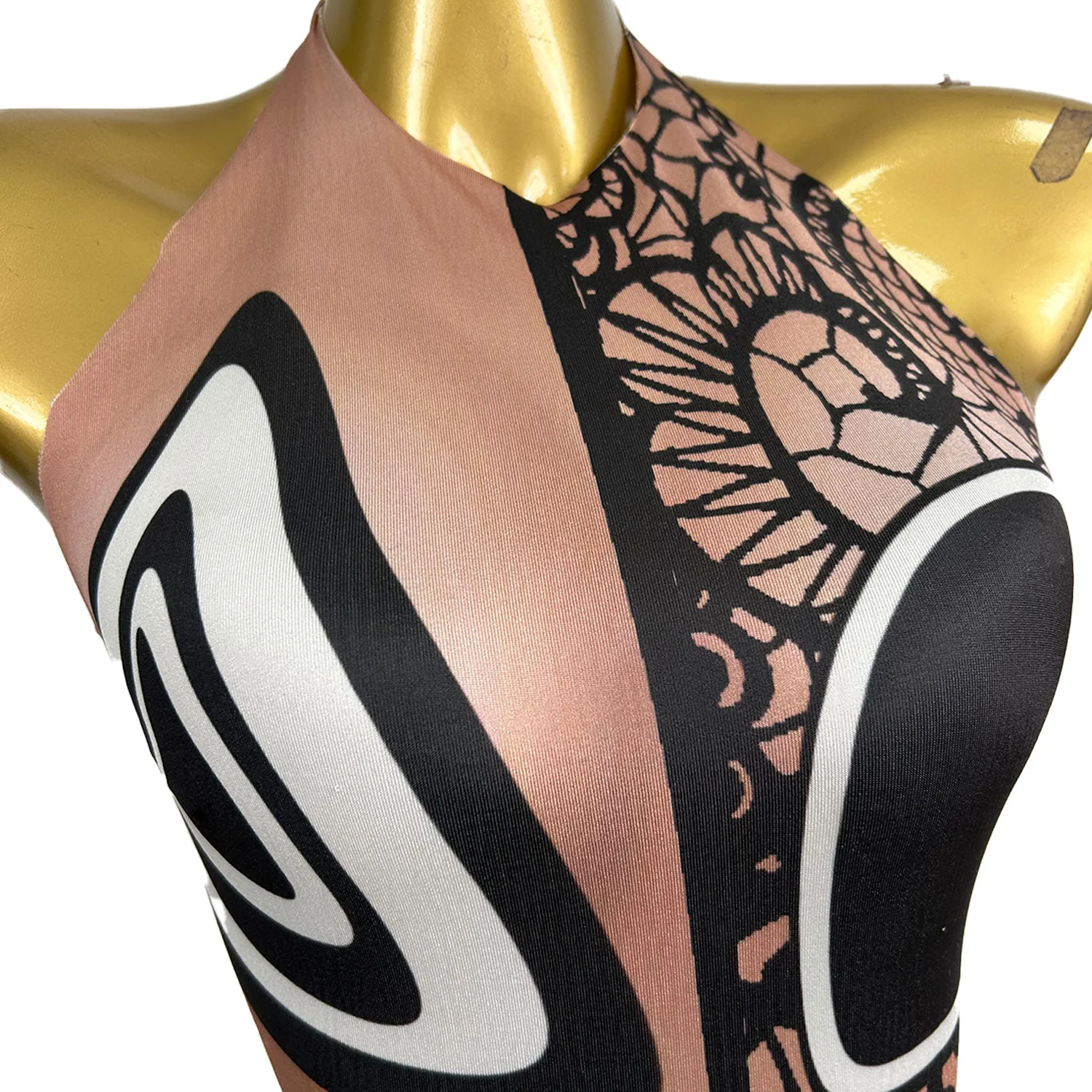 Spandex Elastic Printing Bodysuit Nightclub Party Event Dress-up Wear Hot Girls Dance Stage Performance Outfit Singer Catsuit