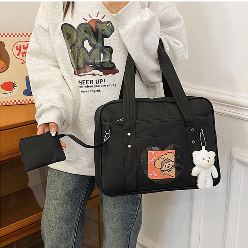 

Jk Girls School Uniform Bags Women's Student PU Handbag Cosplay Anime Shoulder Bag Large Capacity Handbags Y2k Aesthetic Kawaii