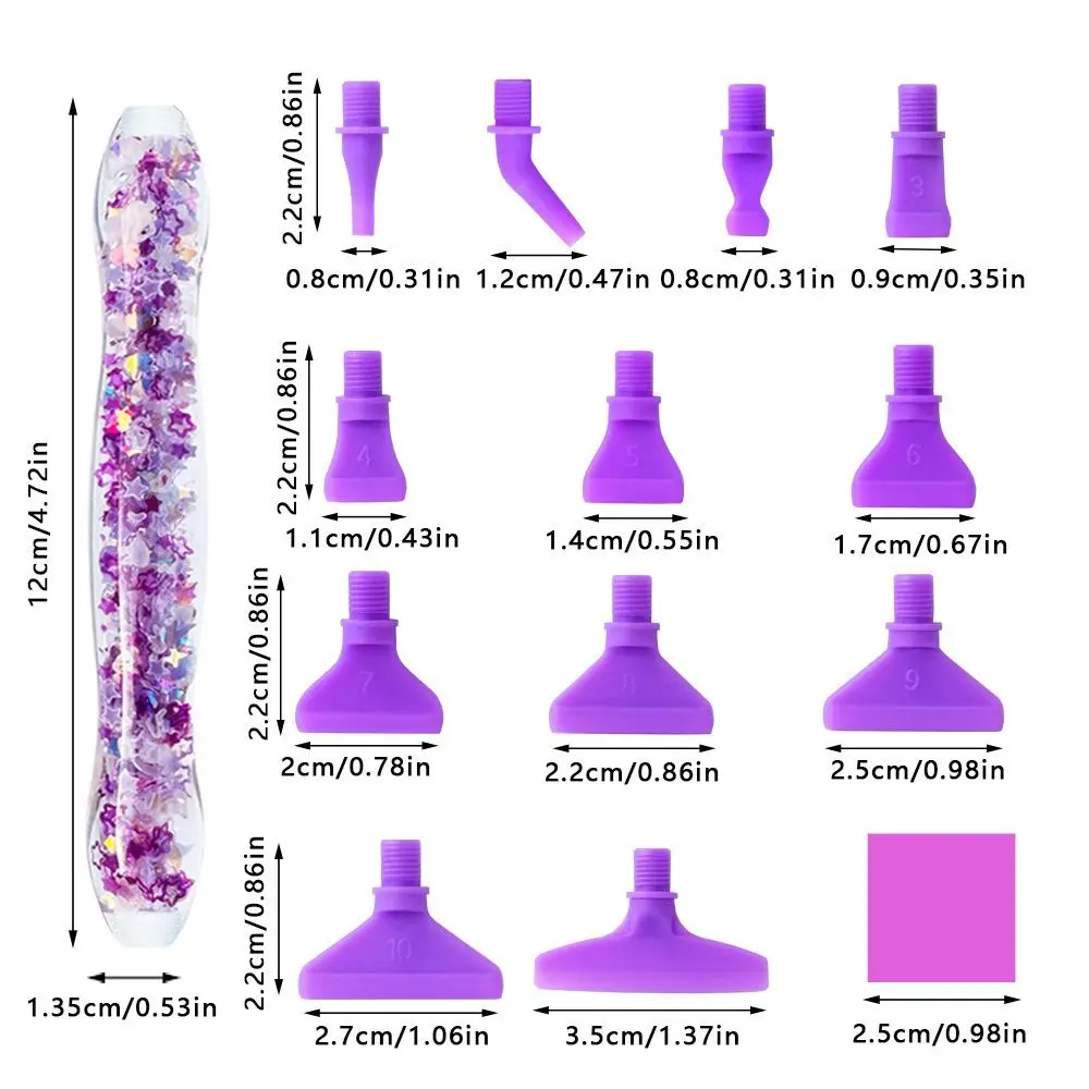 5D Diamond Painting Pen Kit Glow in the Dark Point Drill Pens with 12 Pen Tips Cross Stitch Embroidery Nail Art Accessories