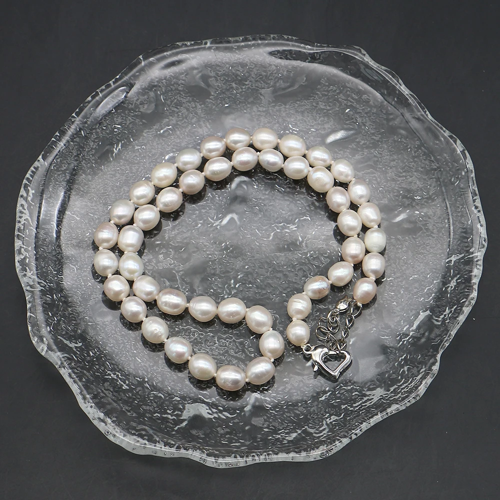 

Natural Freshwater Pearl Necklace Rice-pearl Shaped High-luster 40cm in Length Popular Pearl Jewelry Piece Suitable for DIY