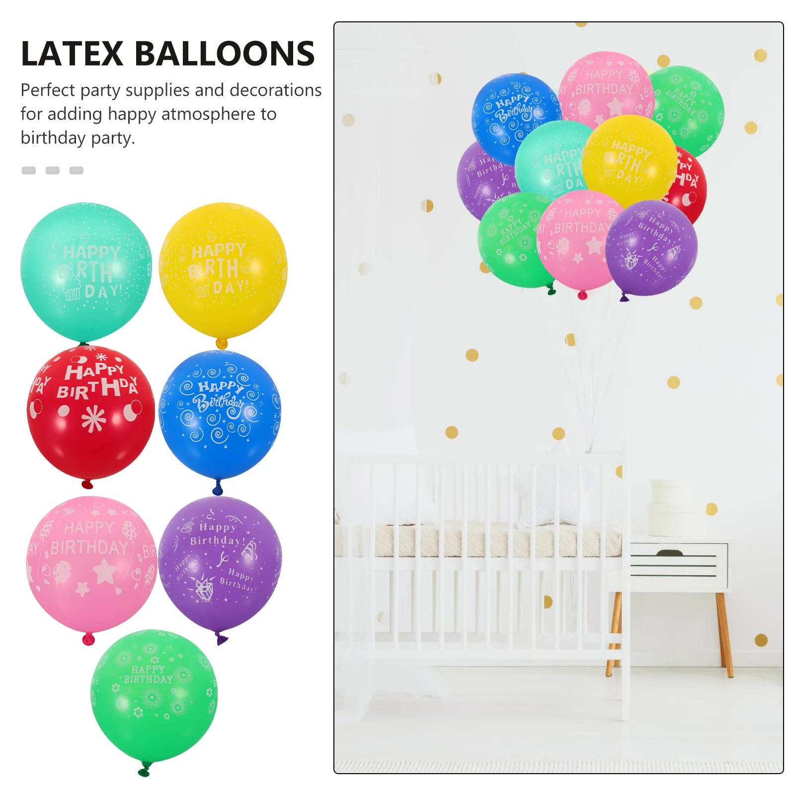 

100Pcs Happy Birthday Balloon Decorations Thickened Latex Balloon for Birthday Party Photo Prop Party Decor