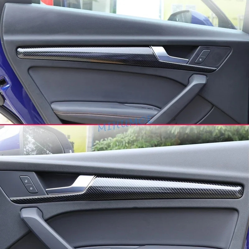 4x Carbon Fiber Interior Door Panel Molding Trims For Audi Q5 Sportback 2017-2024 Accessories