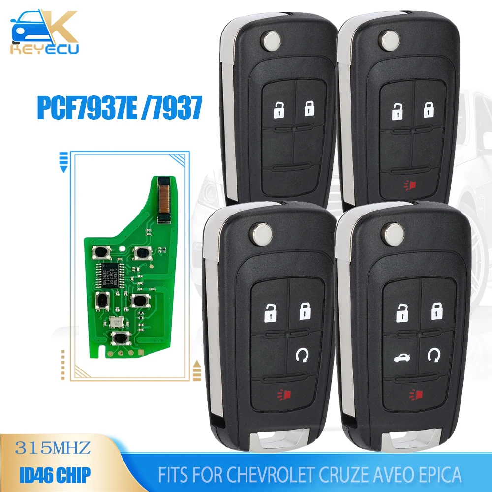 

KEYECU 315 МГц ID46 PCF7937E /7937 Автомобильный Дистанционный ключ 2B/3B/4B/5B Fob для Chevrolet Cruze Aveo Epica Lova Camaro Impala Trax Orlando