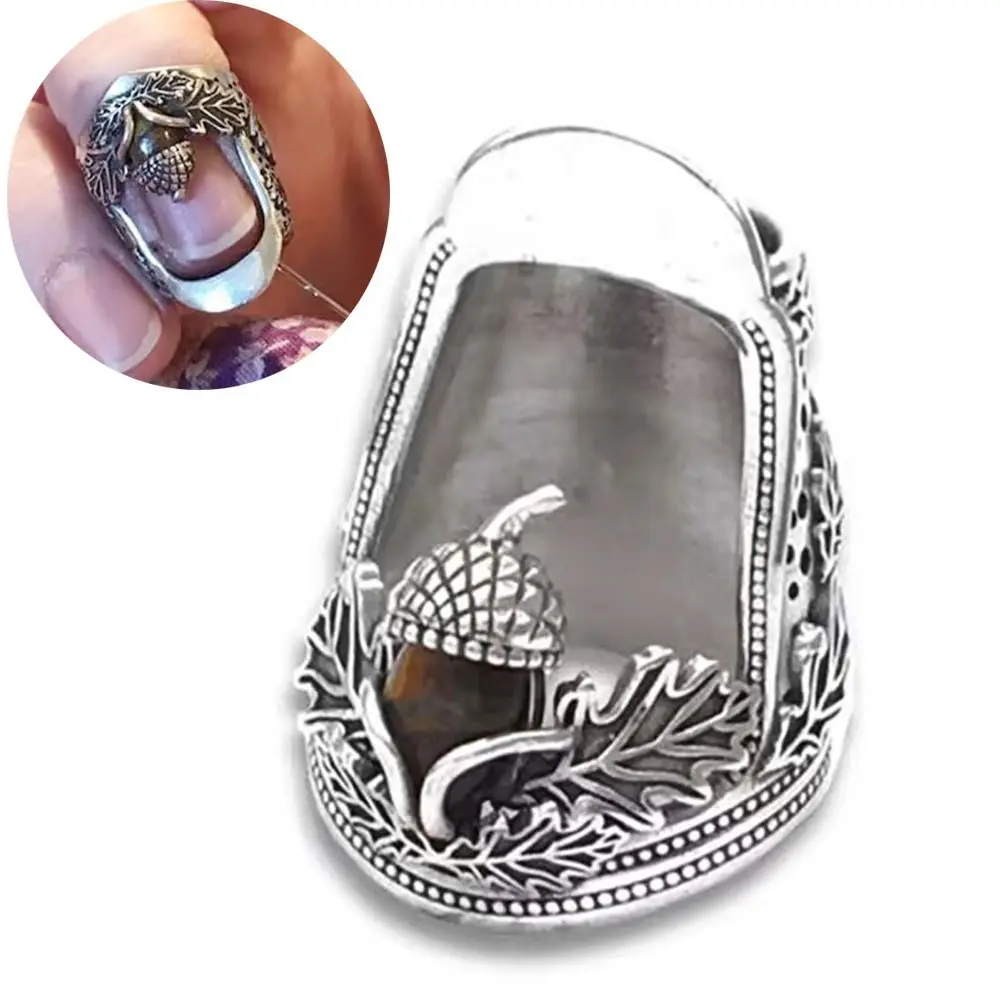 Metal Open Nail Acorn Thimble Durable DIY Craft Open Nail Acorn Finger Protector Hand Sewing Quilting Adjustable