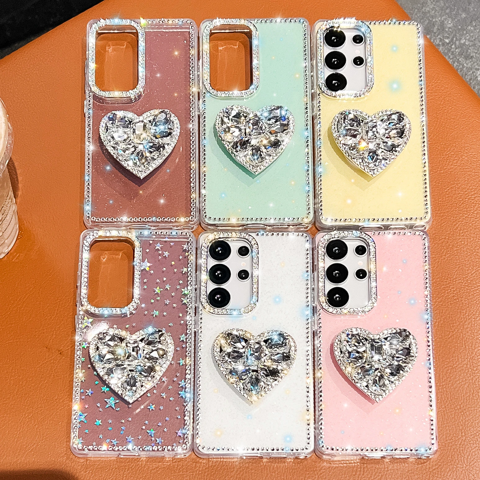 

Luxury Bling Love Heart 3D Diamond Case For Samsung S25 Ultra S24 S23 Plus A55 A54 A36 Sparkling Rhinestone Shockproof Cover