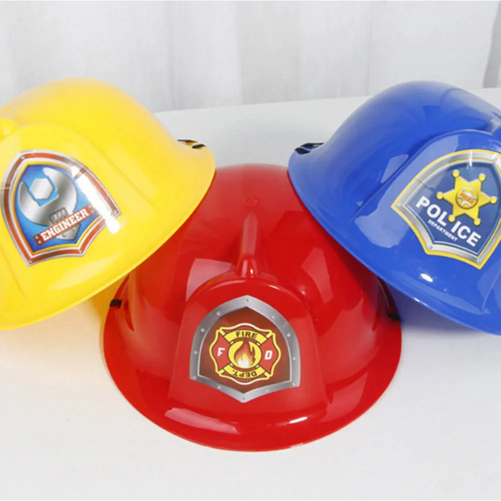 

12 pcs Fire Hats For Kids Red Safety Creative Educational Role Play Children Cosplay Hat Fireman Design Plastic