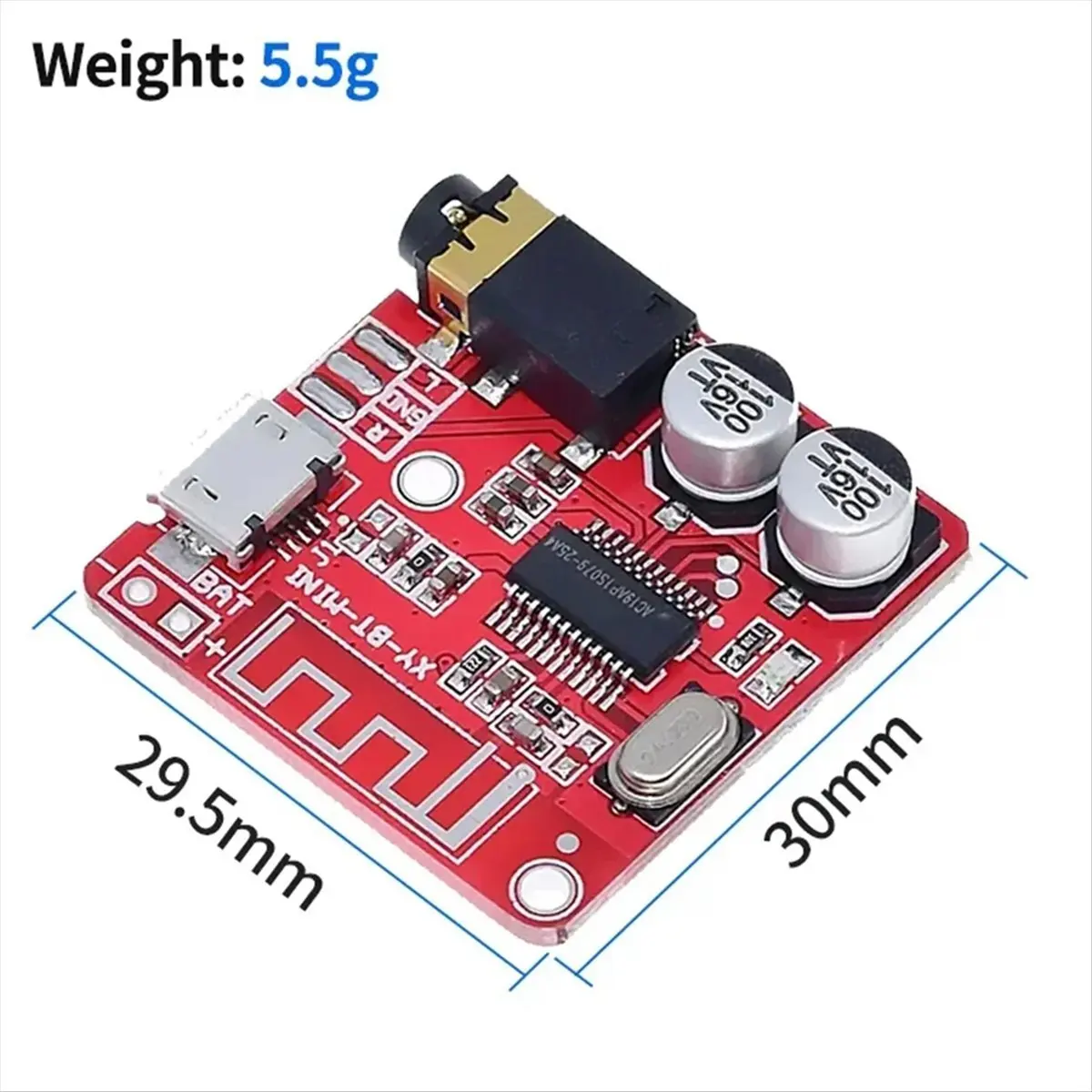 ~【A524Z】20PCS Bluetooth Audio Receiver Board MP3 Lossless Decoder Board Wireless Stereo Music Module 3.7-5V XY-BT-Mini