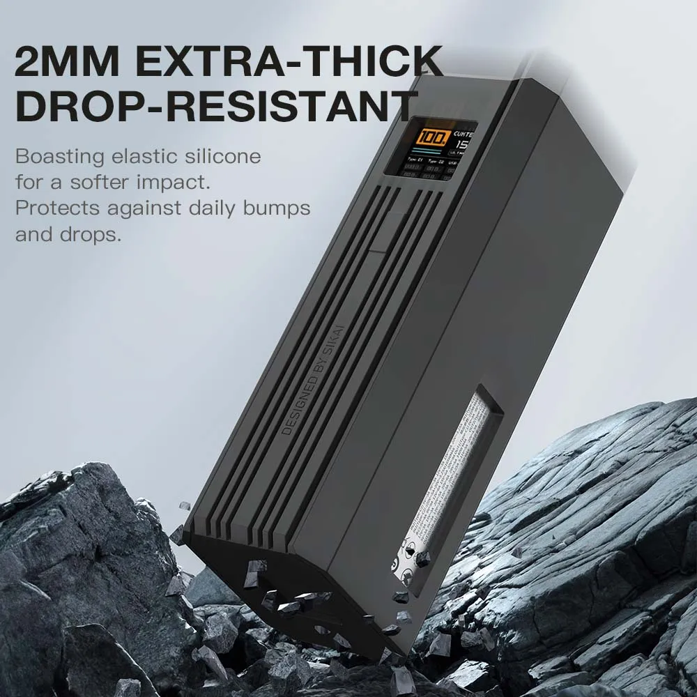 Silicone Case for CUKTECH No.15 Ultra Power Bank TF Sim Card Pin Needle Storage Case USB C Cable Organizer with handle design