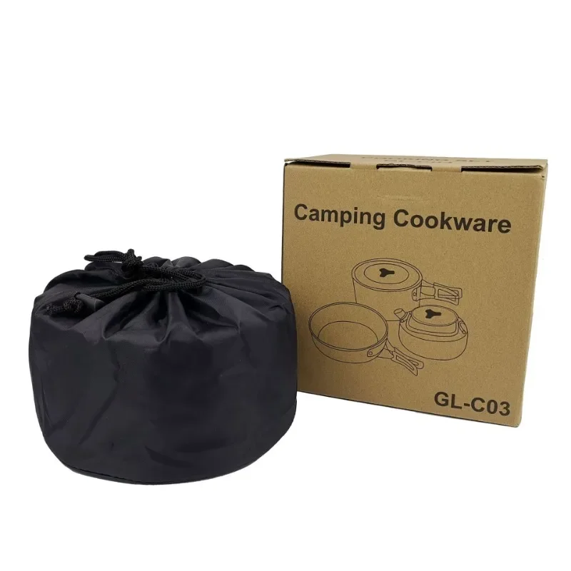 Aluminum Camp Kitchen Camping Cooking Set, Non-Stick Camping Pots and Pans Set with Kettle for Backpacking, Outdoor Cooking