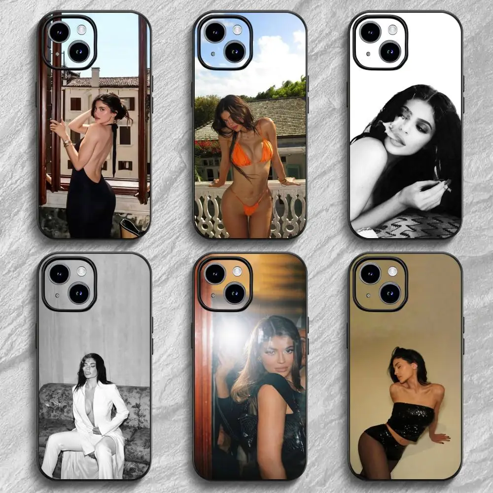 Capa de Telefone Modelo Kylie J-Jenner para iPhone 12-17 Air Plus Pro Max, Acabamento Satinado Brilhante, Ótima Opção de Presente