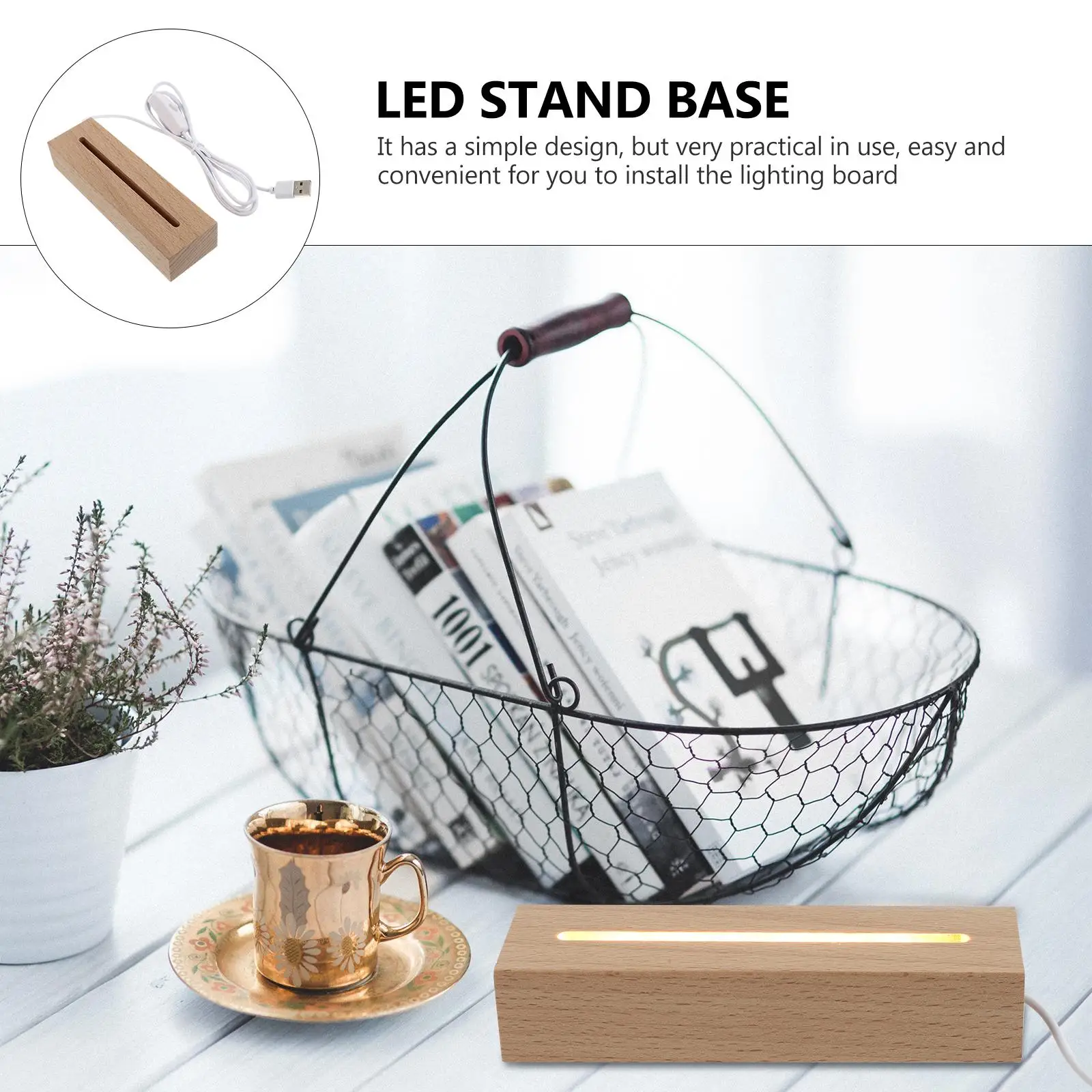 Beech Luminous Base Decoration Lighting Board Stand LED Display Shine Portable Adorn Lightweight