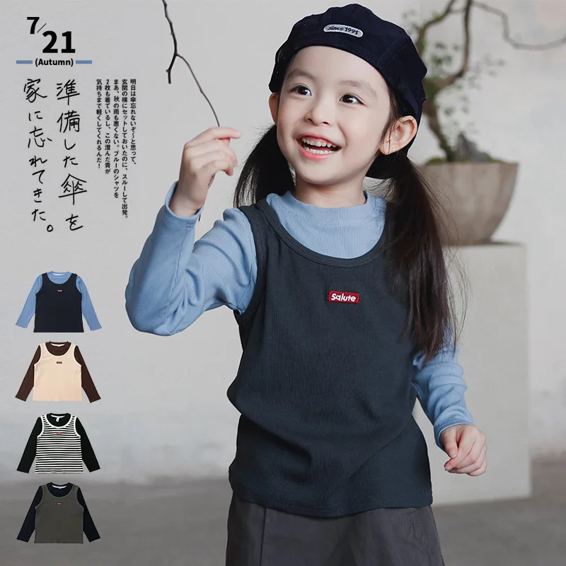 

Children's Base Layer 2025 Fall New Arrival Striped Fashion Crew Neck Boys' Girls' Long-Sleeve T-Shirt 100% Cotton Cute Baby Top