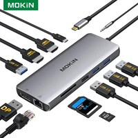 MOKiN 12 in 1 USB C Hub Docking Station 4K HDMI 100W PD USB2.0 USB3.0 Gigabit Ethernet 1000mb/s SD/TF for HP/Dell/Lenovo Laptops