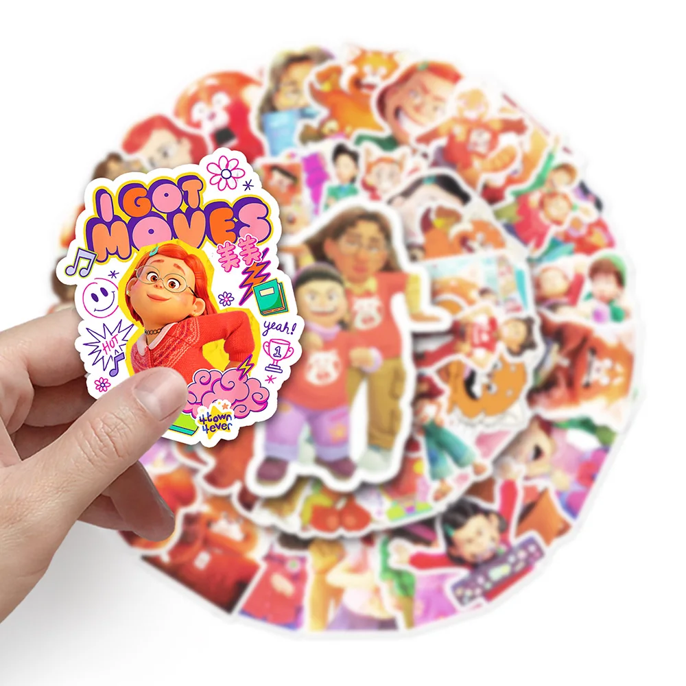 Disney-Turning Red Stickers para brinquedos infantis, impermeável, decorativo, skate, caixa do telefone, laptop, bonito pacote de adesivos Anime, 10