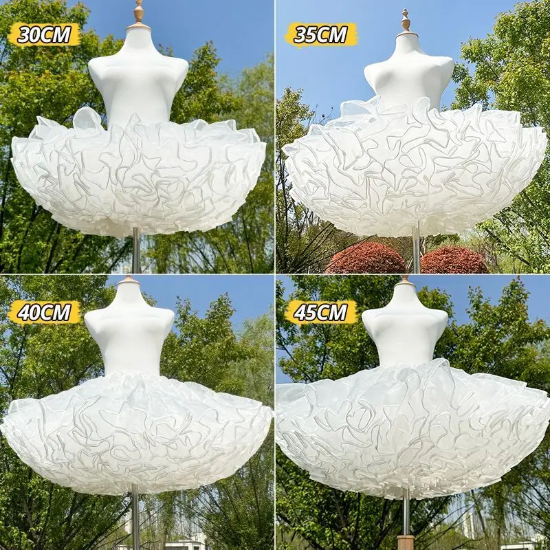 MAGOGO Lolita Krótka Spódniczka Biała Super Puszysta Tiulowa Halka Pod Sukienkę Damska Cosplay Suknia Balowa Ślubna Bezszwowa Halka Tutu