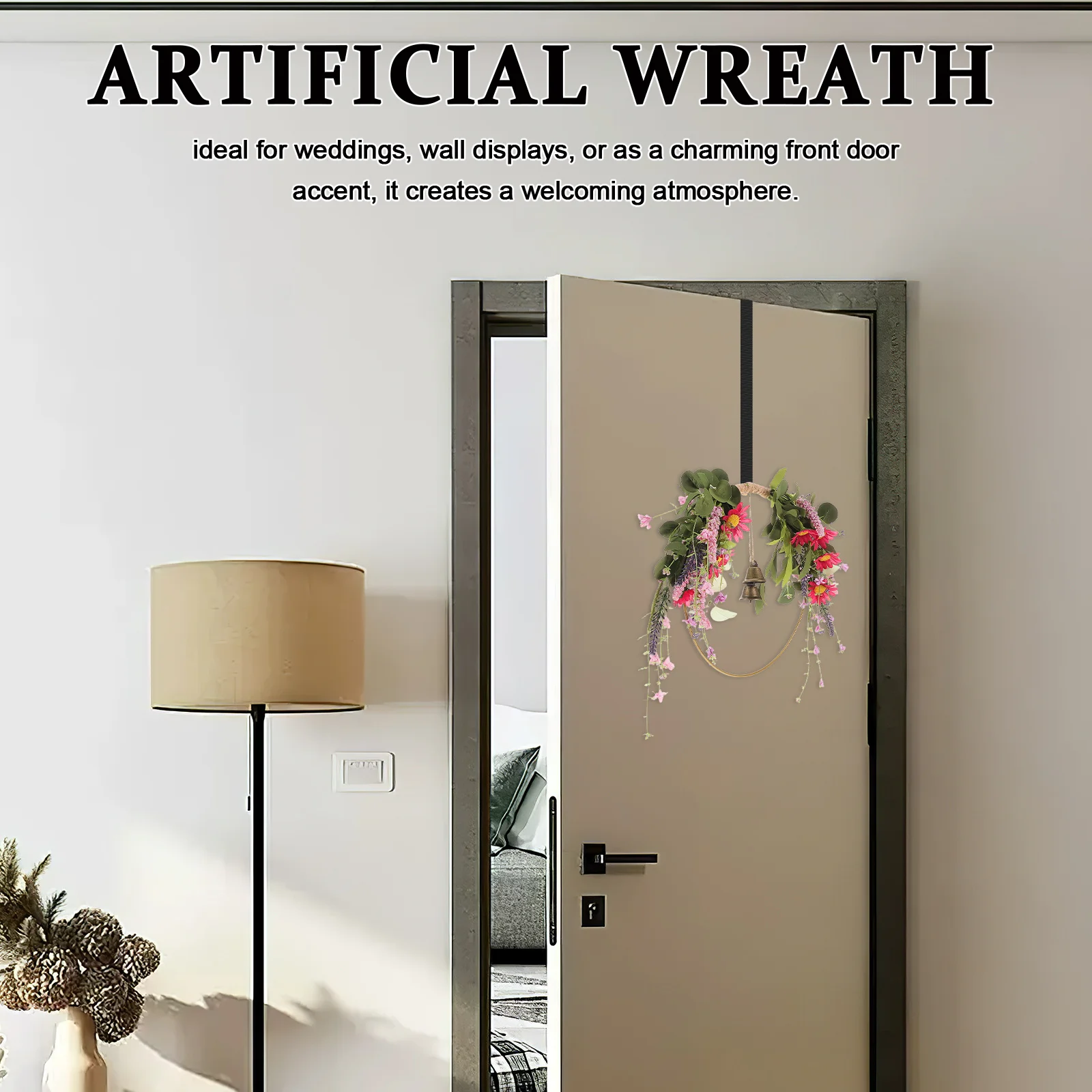 

Artificial Daisy Lavender Wreath Spring Floral Hoop For Front Door Wedding Home Decor Iron Frame Indoor Outdoor Flower