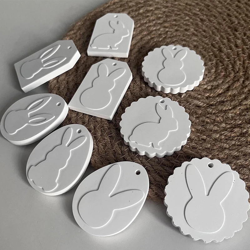 Moule en silicone pour étiquette de lapin de Pâques, bricolage, série René de lapin, élection, résine xy, colle de plâtre, décoration de vacances, porte-clés, cadeau artisanal, exécutif Mo