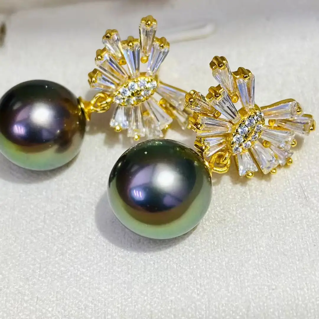 S925 Sterling Silver Earrings Mount Findings Settings Base Mounting Parts Accessory Fittings for 10-11mm Pearls