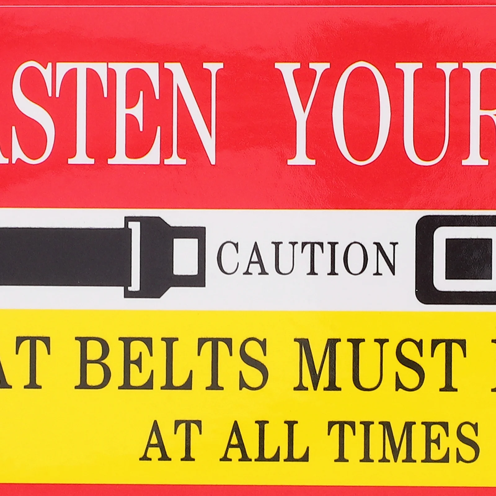 30Pcs Fasten Your Sticker Labels Bold Text Bright Colors Reminder for Buses Taxis Care Stickers