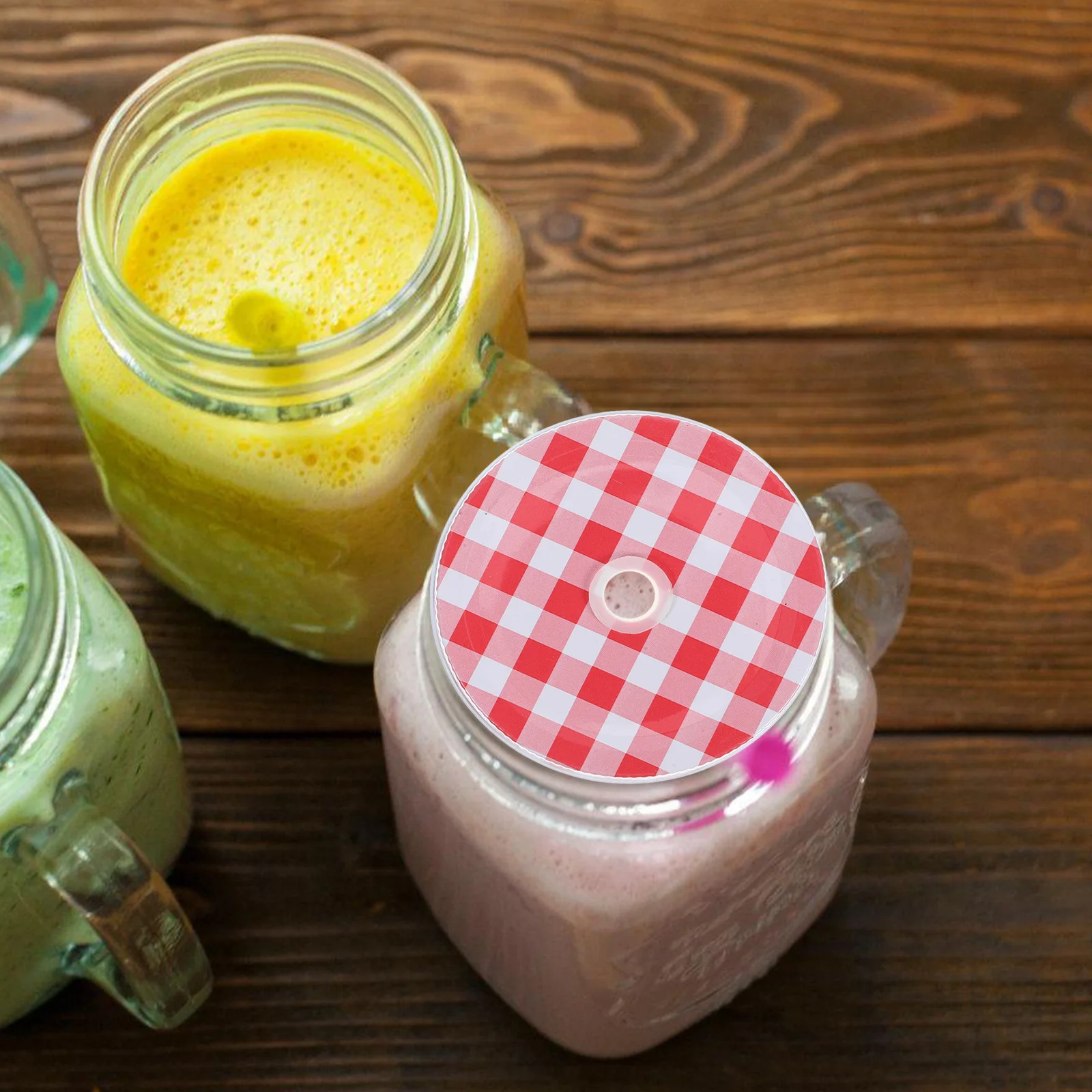 

6Pcs Mason Jar Straw Lid Metal Replacement Wide Mouth Jar Lid Accessory for Drinking Storage Patterns Canning Lids