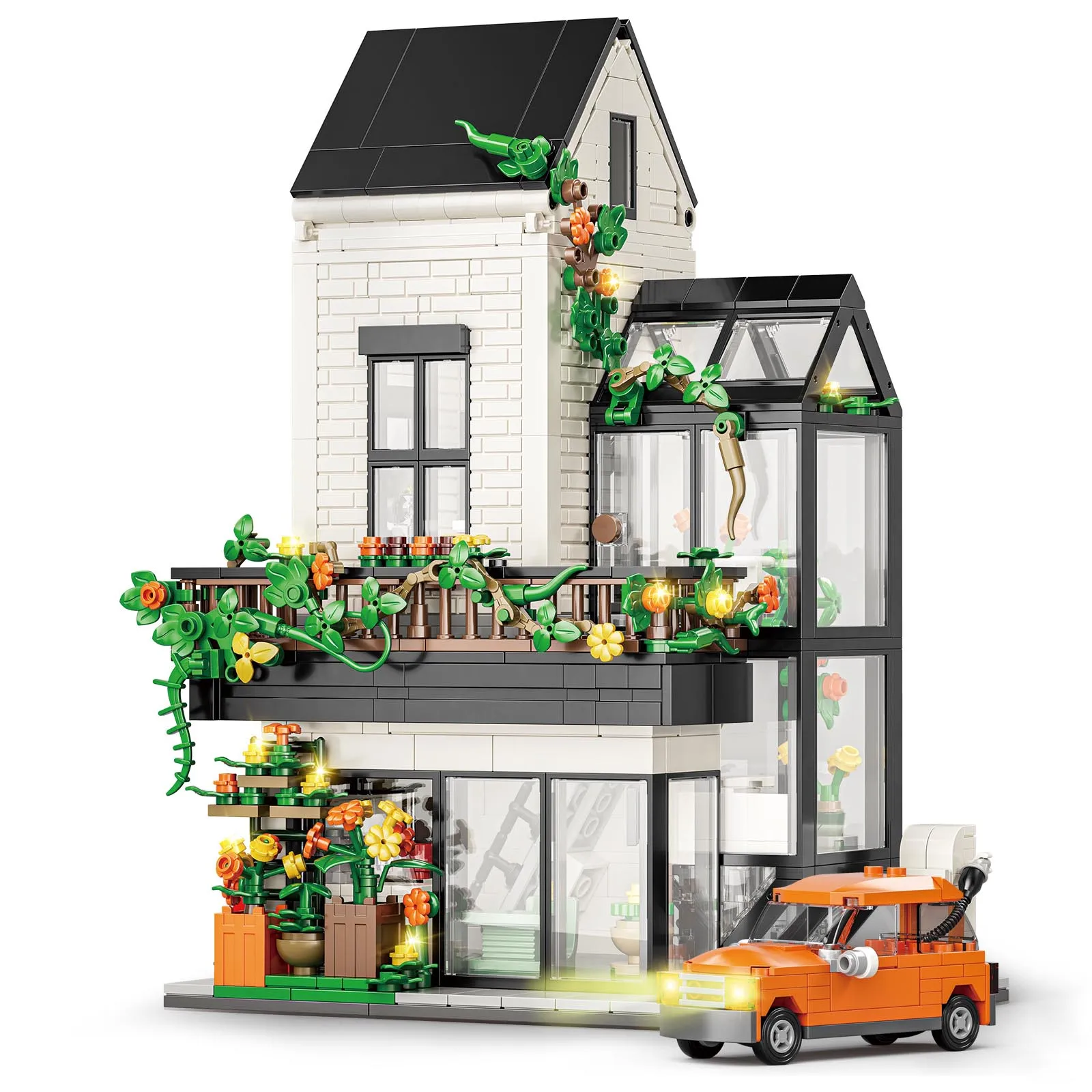 ไอเดีย Sunshine Flower House Building Blocks ชุด City Street View สถาปัตยกรรมชุดเด็กประกอบของเล่นของขวัญวันวาเลนไทน์