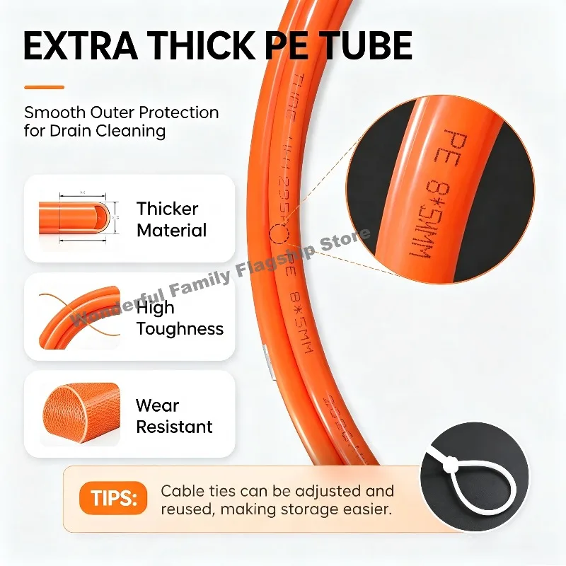 Flexible Drain Auger Plumbing Snake Tool Set - 65Mn Spring Steel Hex Shank Clog Remover for Sink and Sewer Pipe Unclogging