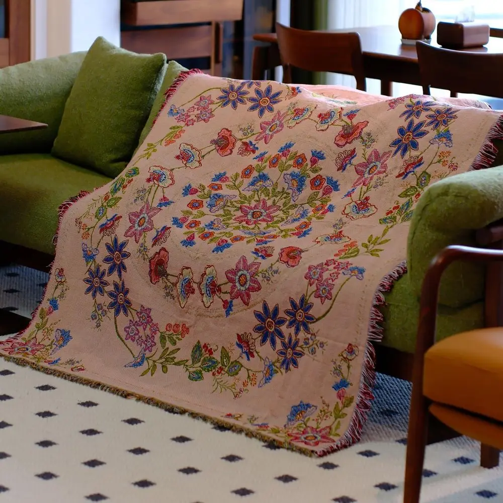 

Двусторонний хлопковый плед с мандалой в стиле бохо, 51x59 дюймов, для дивана, кровати или кемпинга на природе