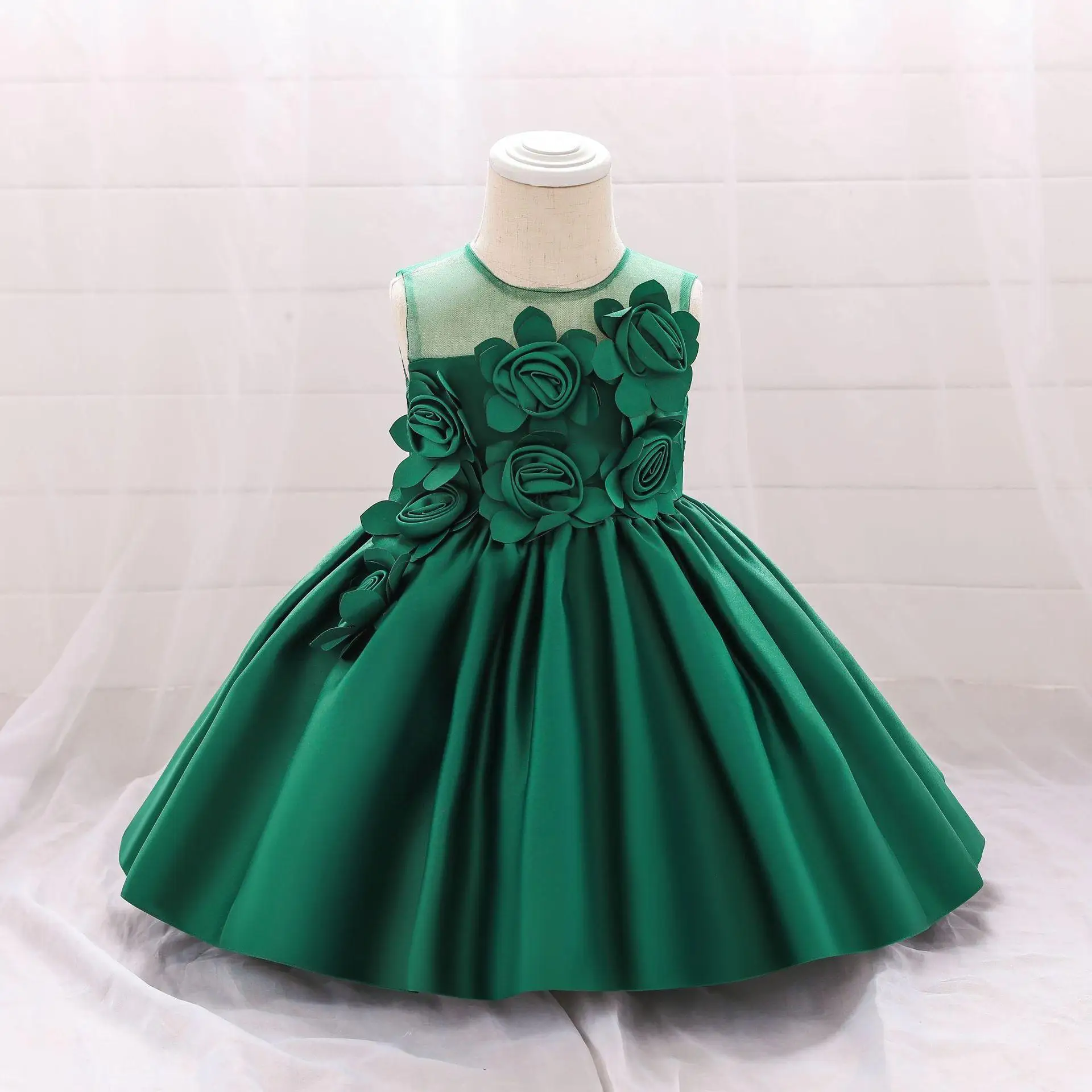 Elegant Party Flower Girls Dress Evening Costume Bow Wedding Princess Dresses Girl Summer Birthday Bridesmaid Prom Gown Vestido