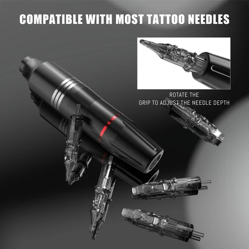 Imagen 2 del producto Nuevo Kit de tatuaje inalámbrico profesional de 55 Uds., máquina de tatuaje de niebla secante completa con fuente de alimentación de tatuaje inalámbrica LED de 1300mAh