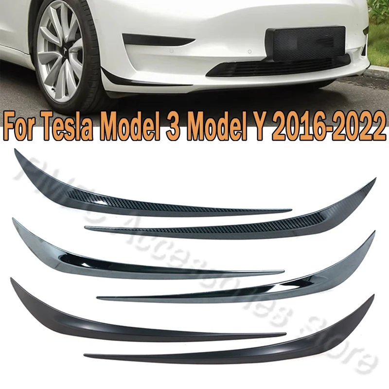 

Car Front Bumper Corner Protector Fog Lamp Spoiler Wind Knife Protective Decoration Sticker For Tesla 2016-2022 Model 3 Model Y