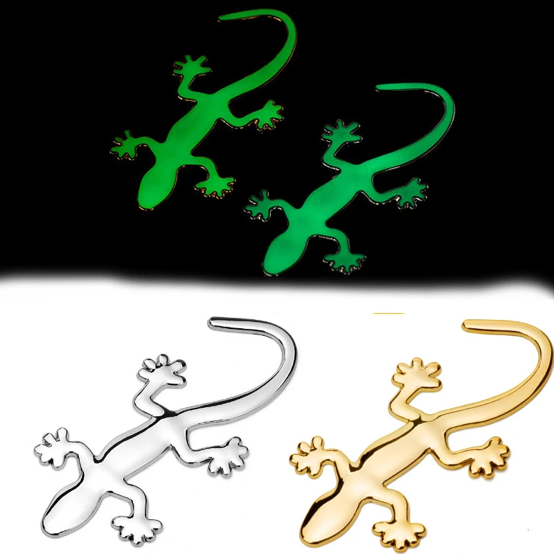 1/2PCS Metal Gecko Car Stickers 3D Stereo Glow-in-the-Dark Car Tail Marker Decorative Peace SuppliesCar Body Scratch Stickers