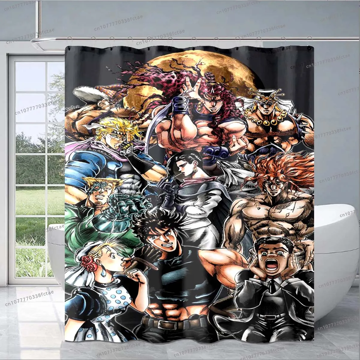 Jojo Anime Shower Curtain Japanese Classic Anime Collage Pattern Shower Curtain Bathroom Decoration Shower Curtain Birthday Gift