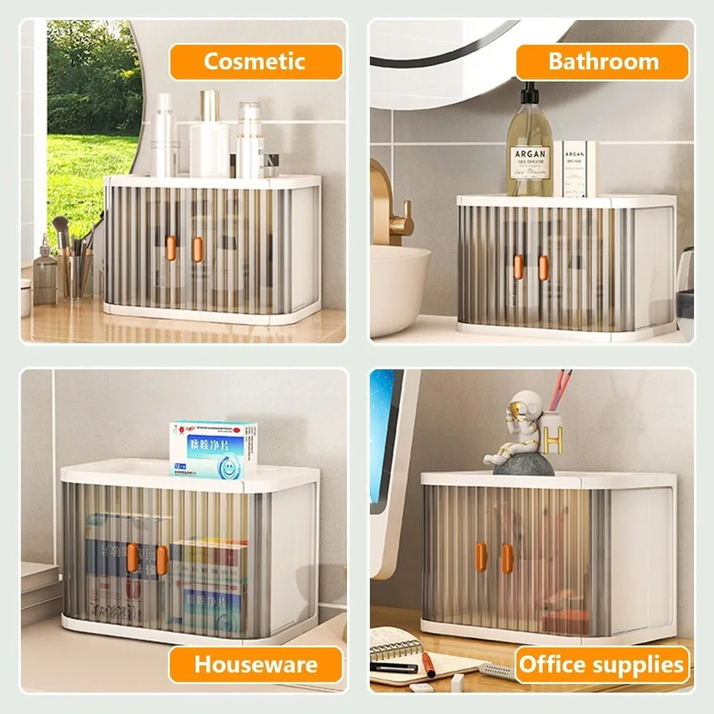 1-2 Tier Desktop Storage Box Plastic Moisture-proof Makeup Organizers Storage Drawer Save Space Cosmetics Organizer Boxes