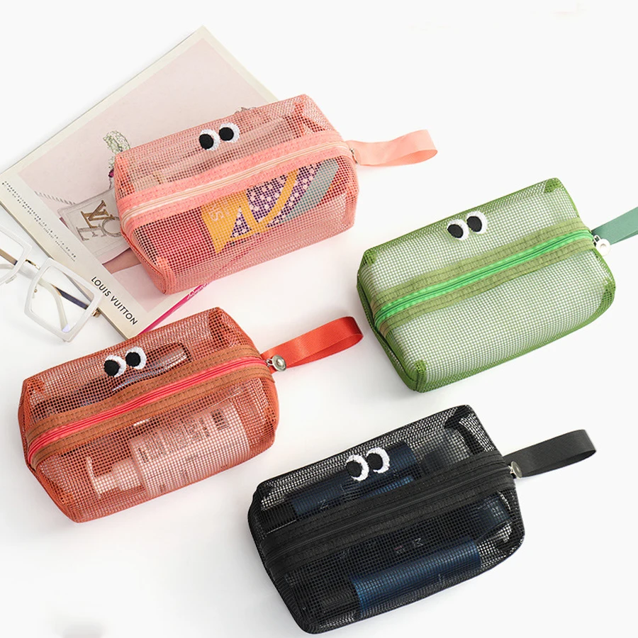 Lovely Three-Dimensional Mesh Cosmetic Bag, Large-Capacity Toiletry Storage Bag, Convenient Travel Handheld Bag
