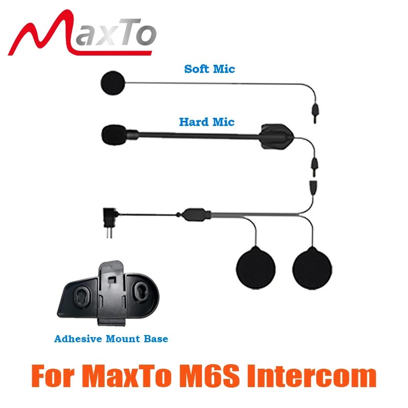 

Клейкое крепление-держатель + двойной микрофон и наушники только для мотоциклетной гарнитуры Maxto M6S