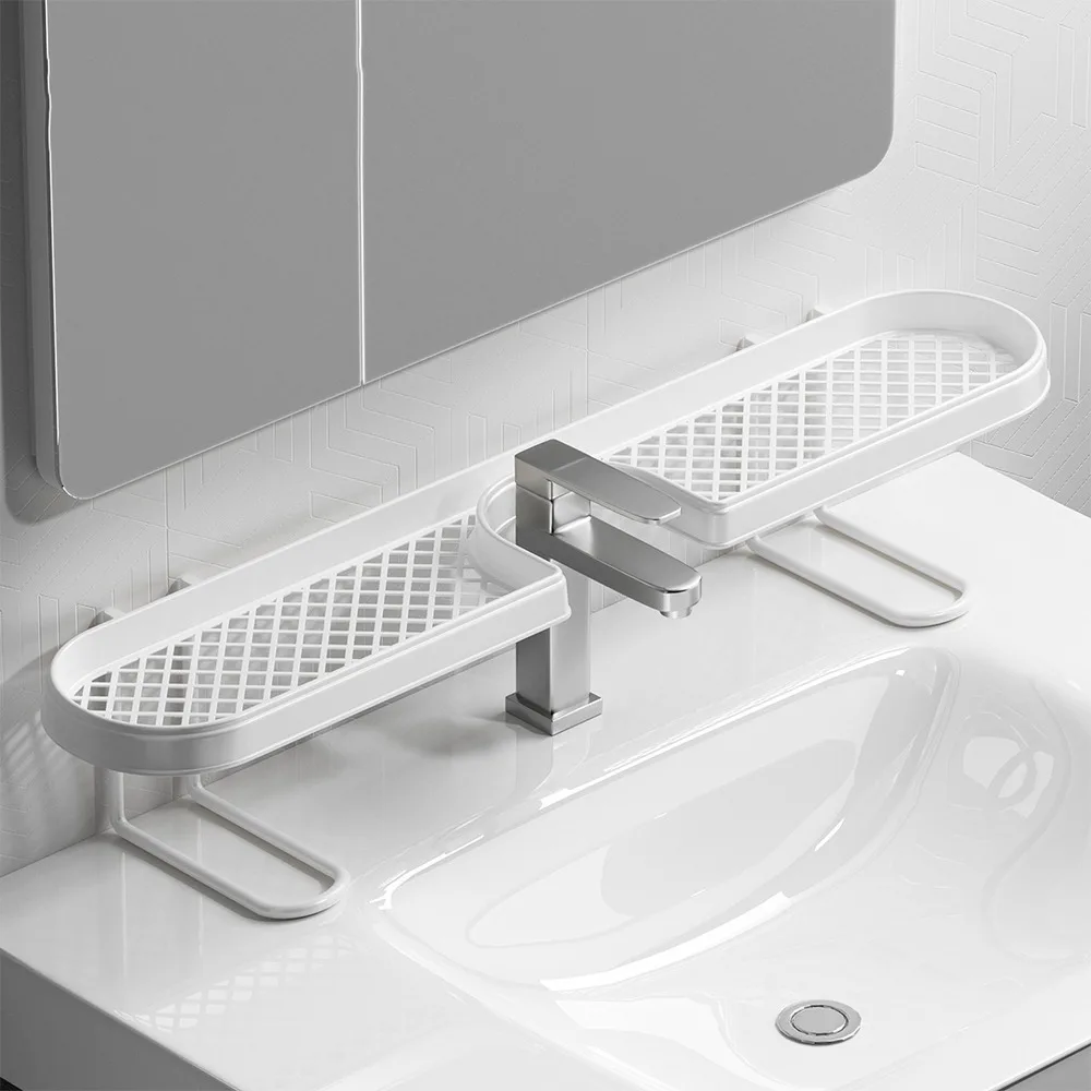 U-shaped Bathroom Storage Rack Dual-grid Water Drainage Kitchen Organizer Rack Mesh Rustproof Bathroom Counter Organizer