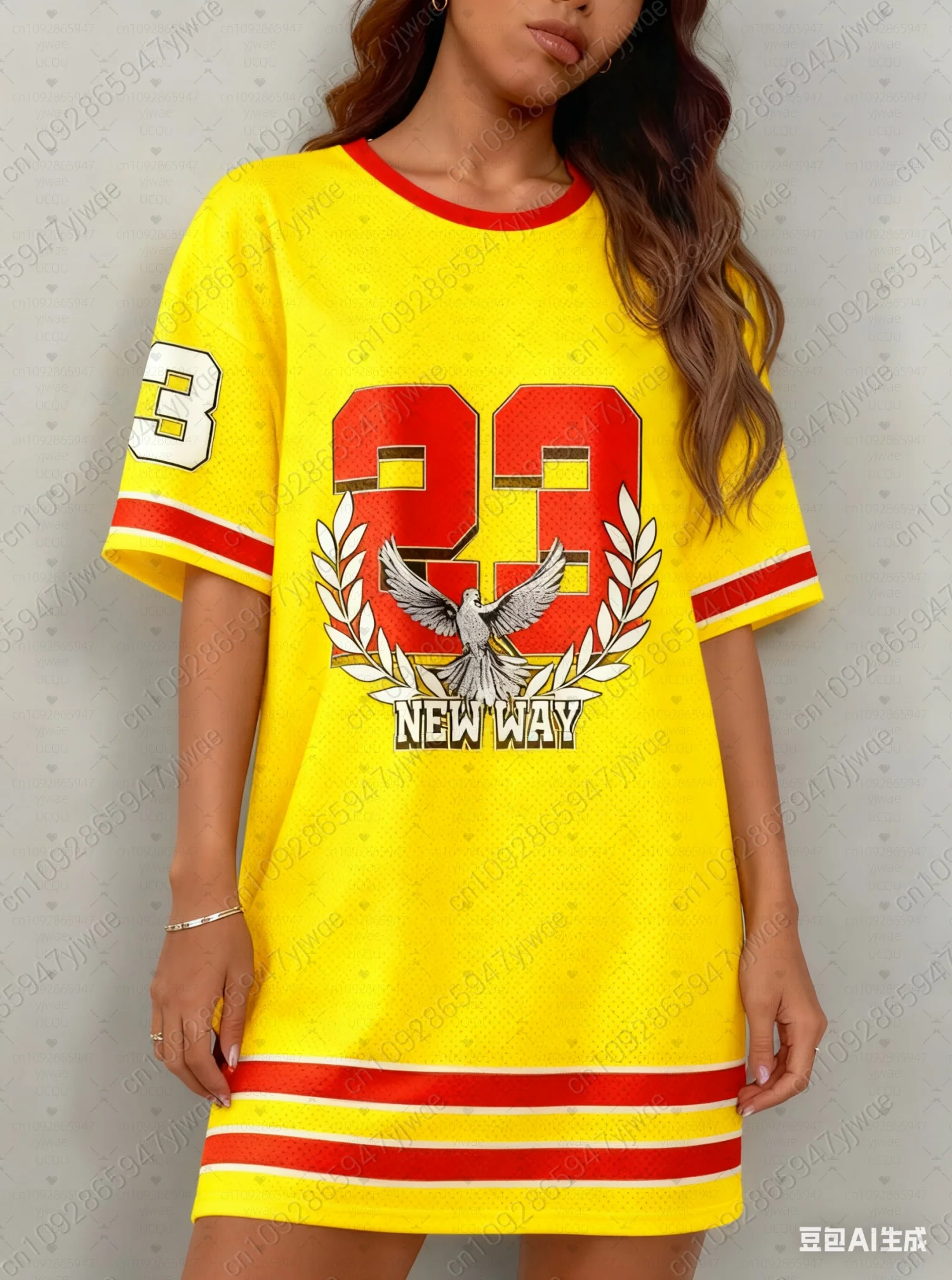 2025 Summer Women T-Shirt Dress New York No.23 Los Printed O-Neck Lady Short Sleeve Pullover Y2k T-Shirt Dresses Women Clothing