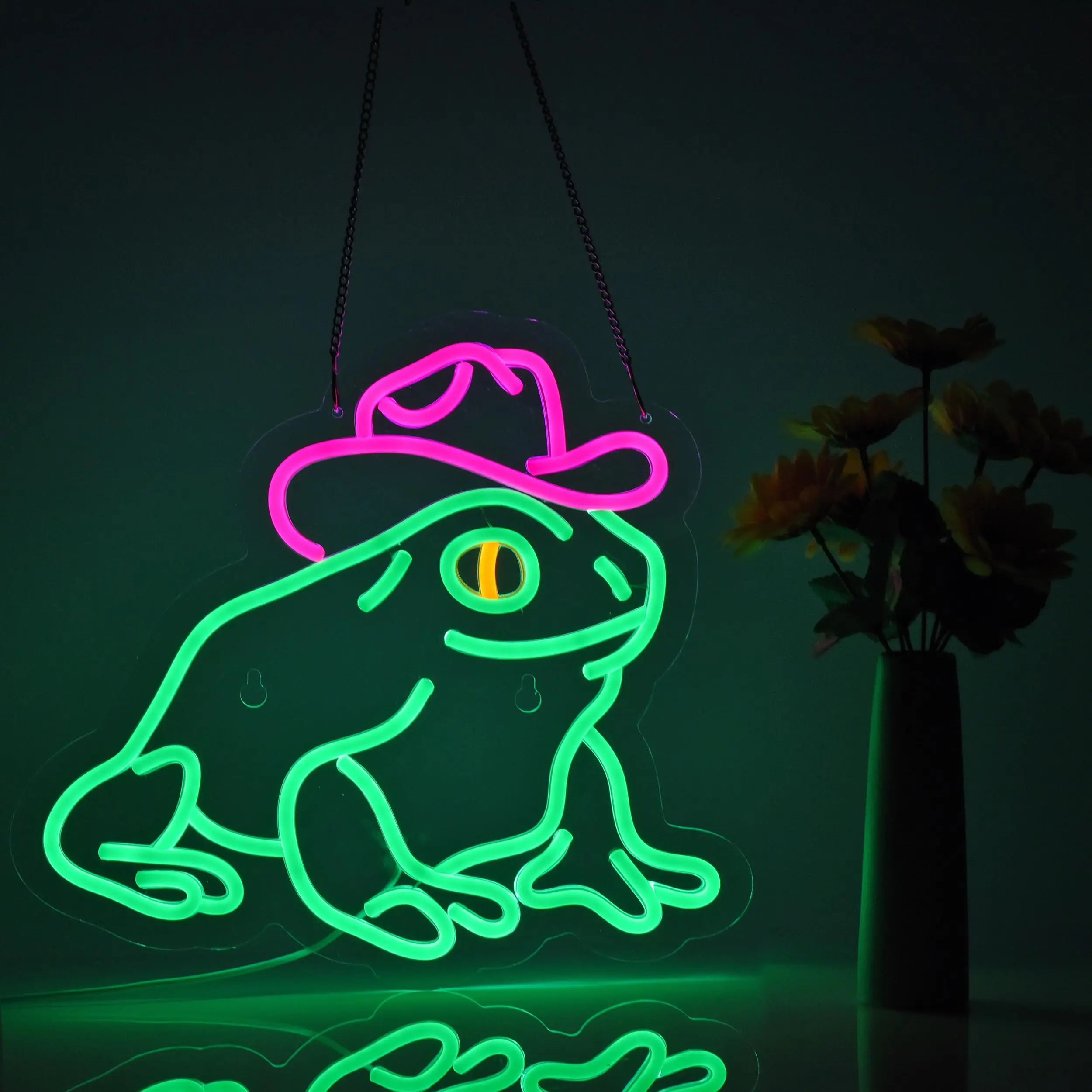 

Frog Cowboy Hat Neon Sign Wall Decor Dimmable USB Powered Art Sign for Bar Shop Man Cave Party, Game Room Home Wall Decor
