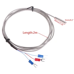 2M RTD PT100 Temperature Sensor Stainless Steel 3 Wire Thermistor Probe for PID Temperature Controller Range -50℃~350°C
