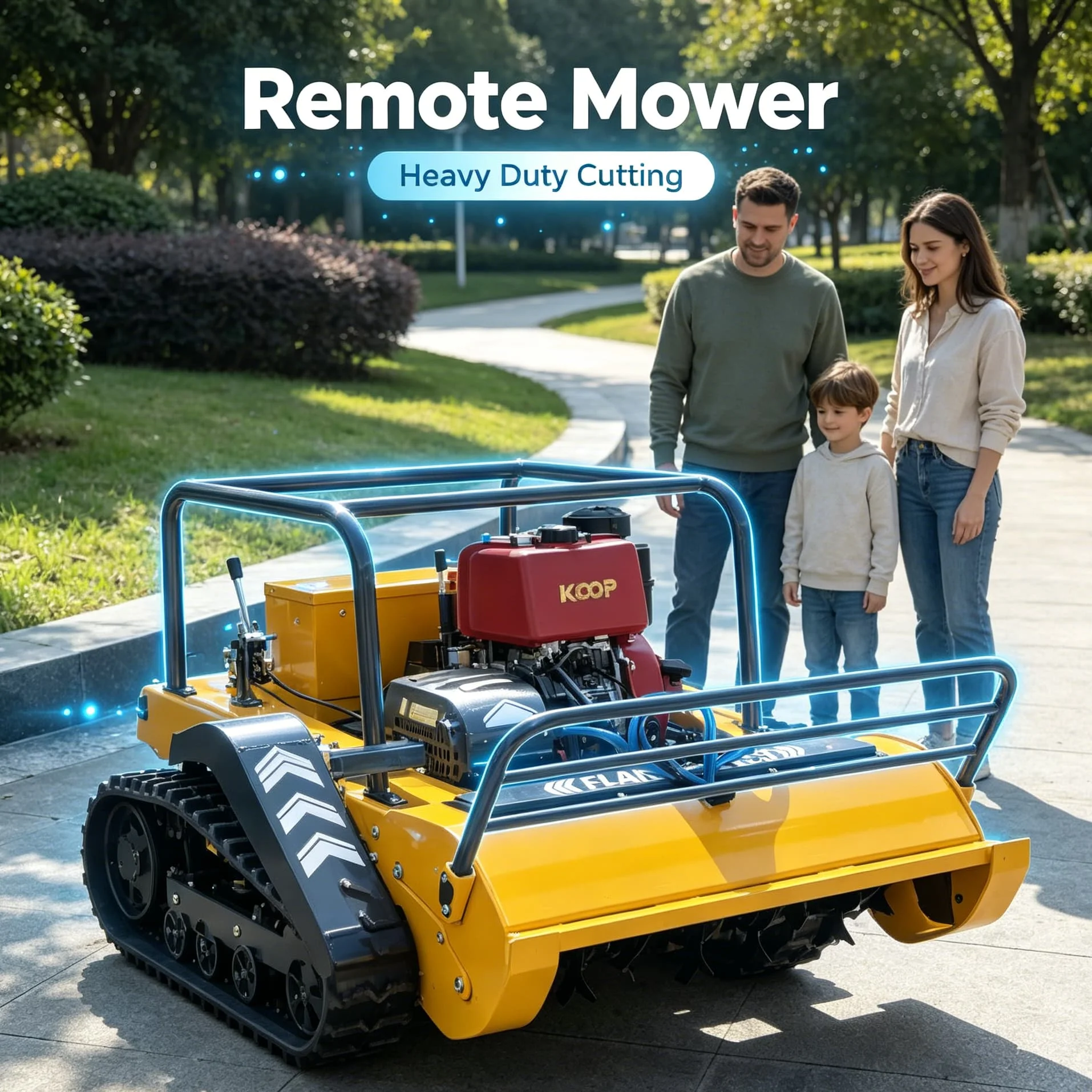 Customized Urban Community Green Belt zero turn mower Petrol Remote Mower, petrol remote lawn mower for community green belt